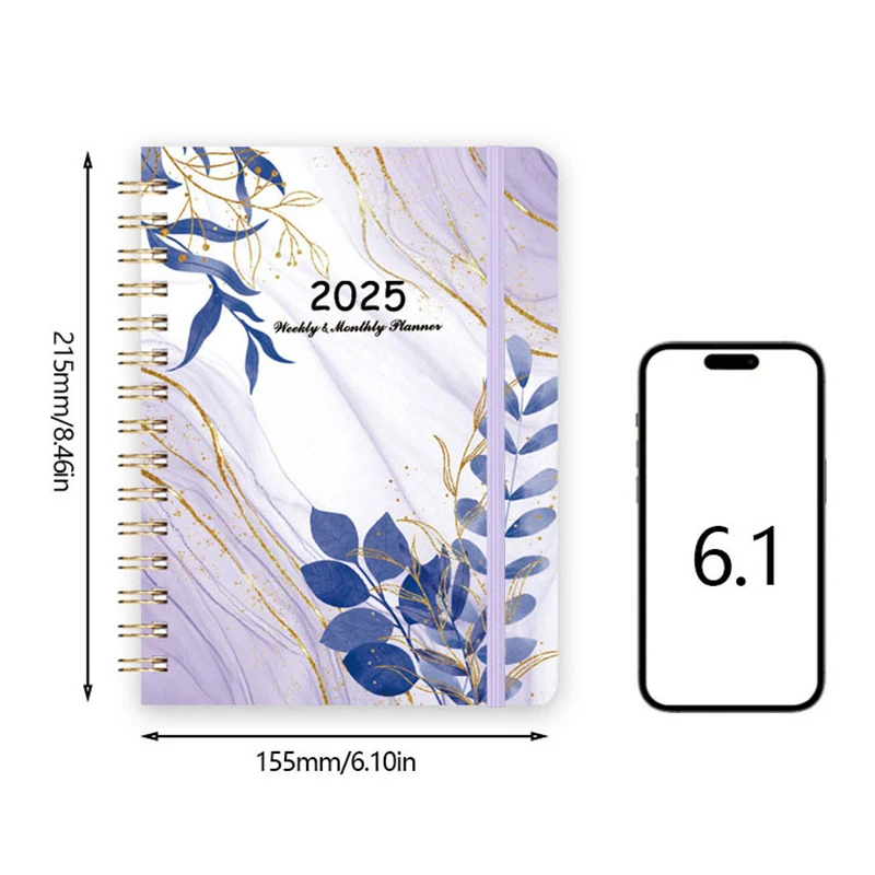 A5 2025 365 Days English Calendar Planner Notebook Weekly Goal Habit TrackerS Kawaii Agenda Planner Diary Schedules Organizer