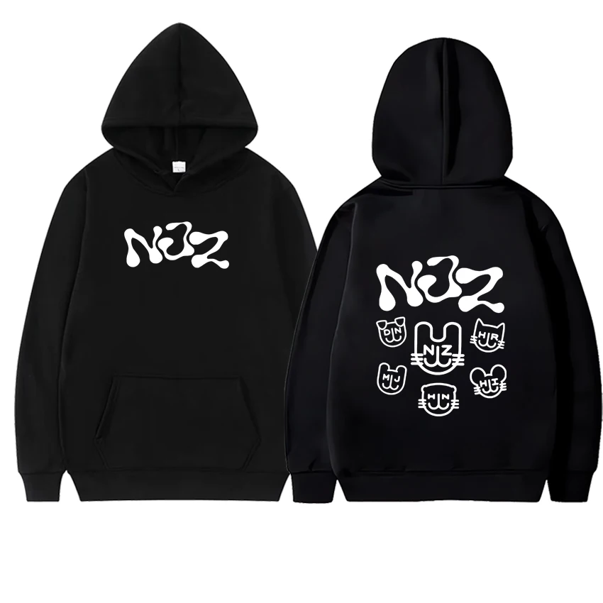 الجديد في NJZ رسالة نمط الشارع الشهير هوديس الرجال النساء مزدوجة الوجهين المطبوعة الصوف طويلة الأكمام بلوزات فضفاضة البلوز للجنسين #3