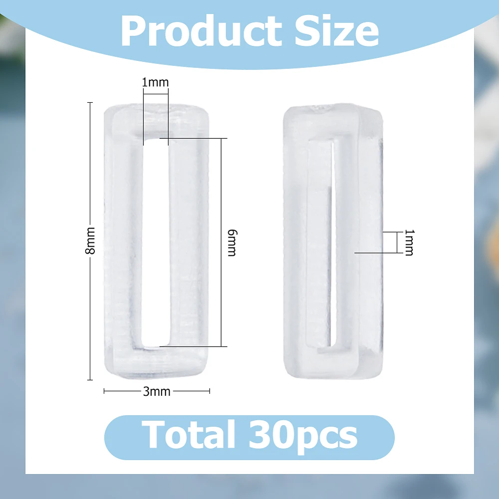 100pcs Rubber Spacers Beads Rectangle Transparency Stopper Beads 2 Colors Anti Skid Locating Donut Spacers Beads Gasket