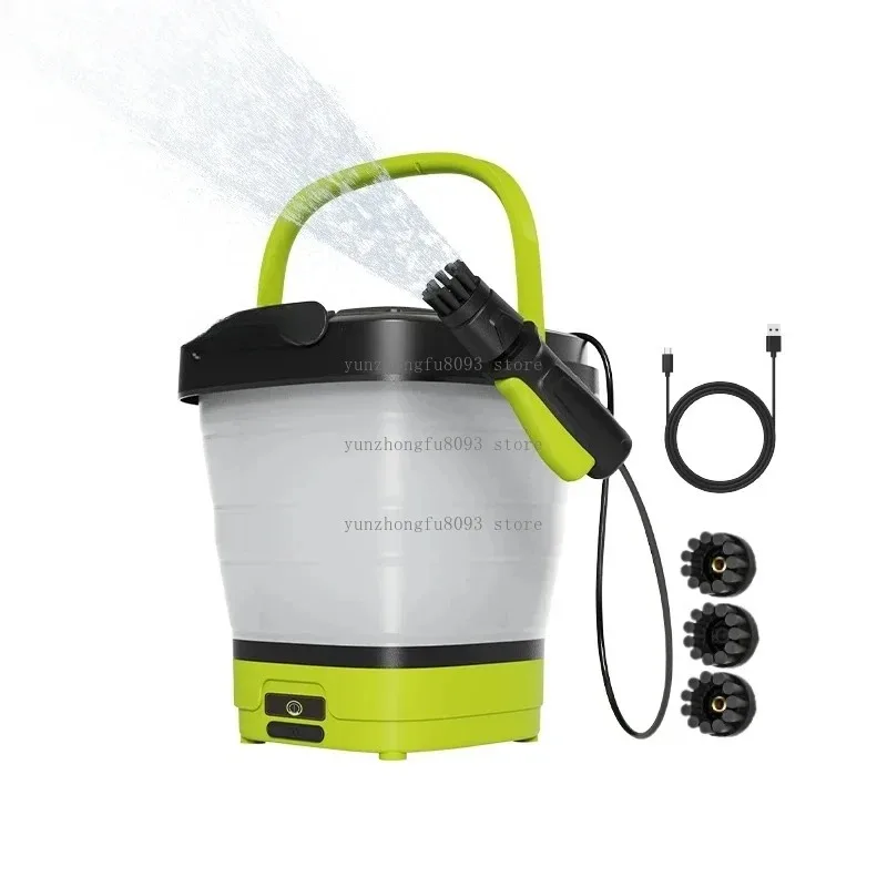 Wireless Portable High Pressure Car Wash Sprayer, Foldable Bucket Rechargeable Mobile Washing Gun, Handheld Cleaner