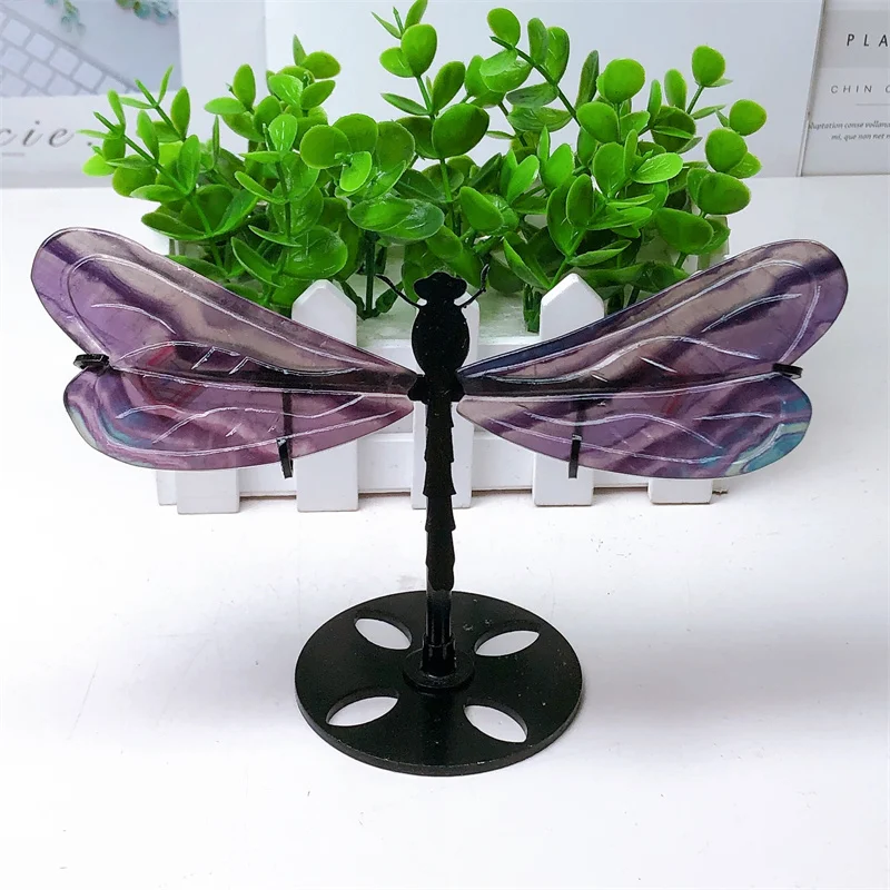 

Натуральные радужные флюоритовые крылья стрекозы, резьба по хрусталю, целебные ремесла по фэншуй, украшение дома, праздничный подарок, 1 пара