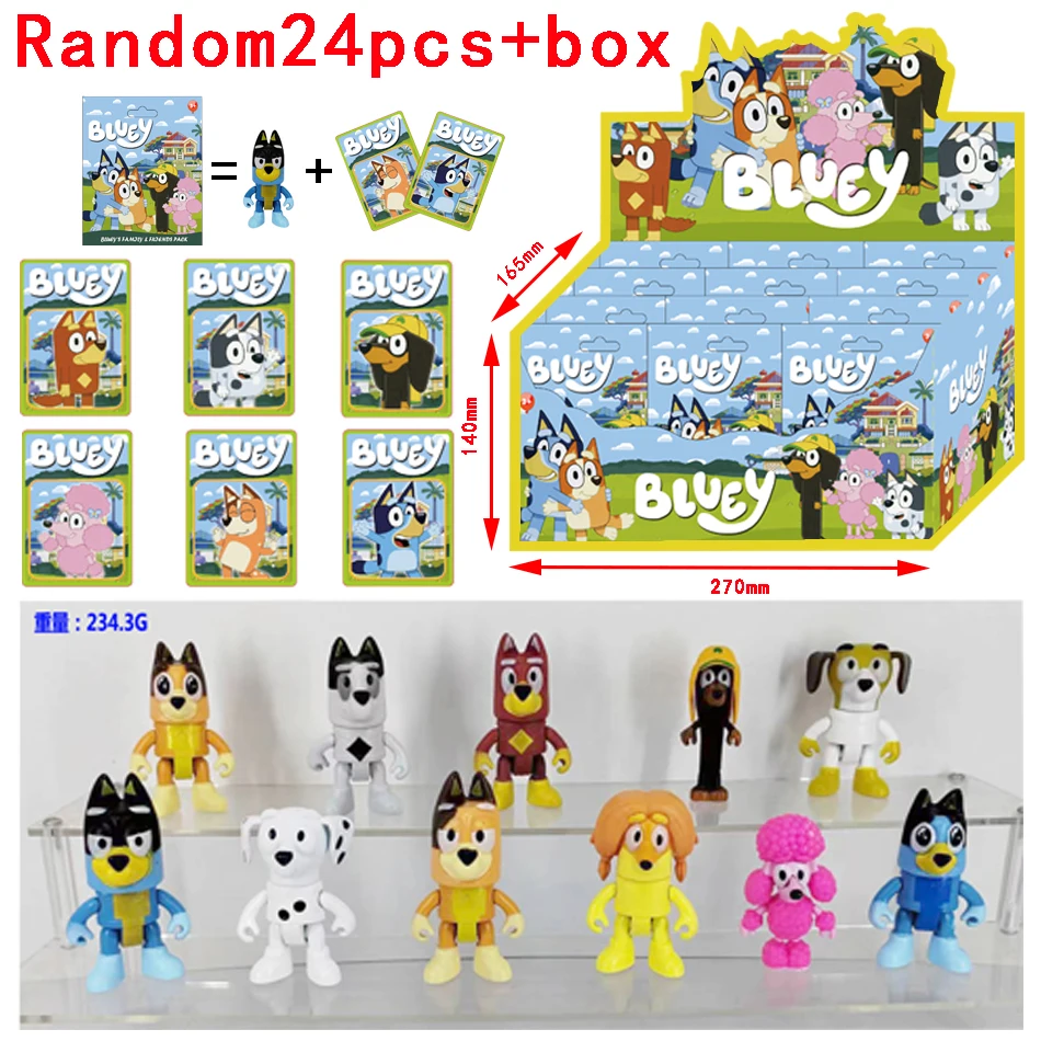 Figuras de Ação Anime Bluey Bingo Heeler Christine Heeler 2-24 peças, Modelo em PVC, Ornamento de Mesa, Brinquedo Infantil, Presente de Férias, Em Estoque