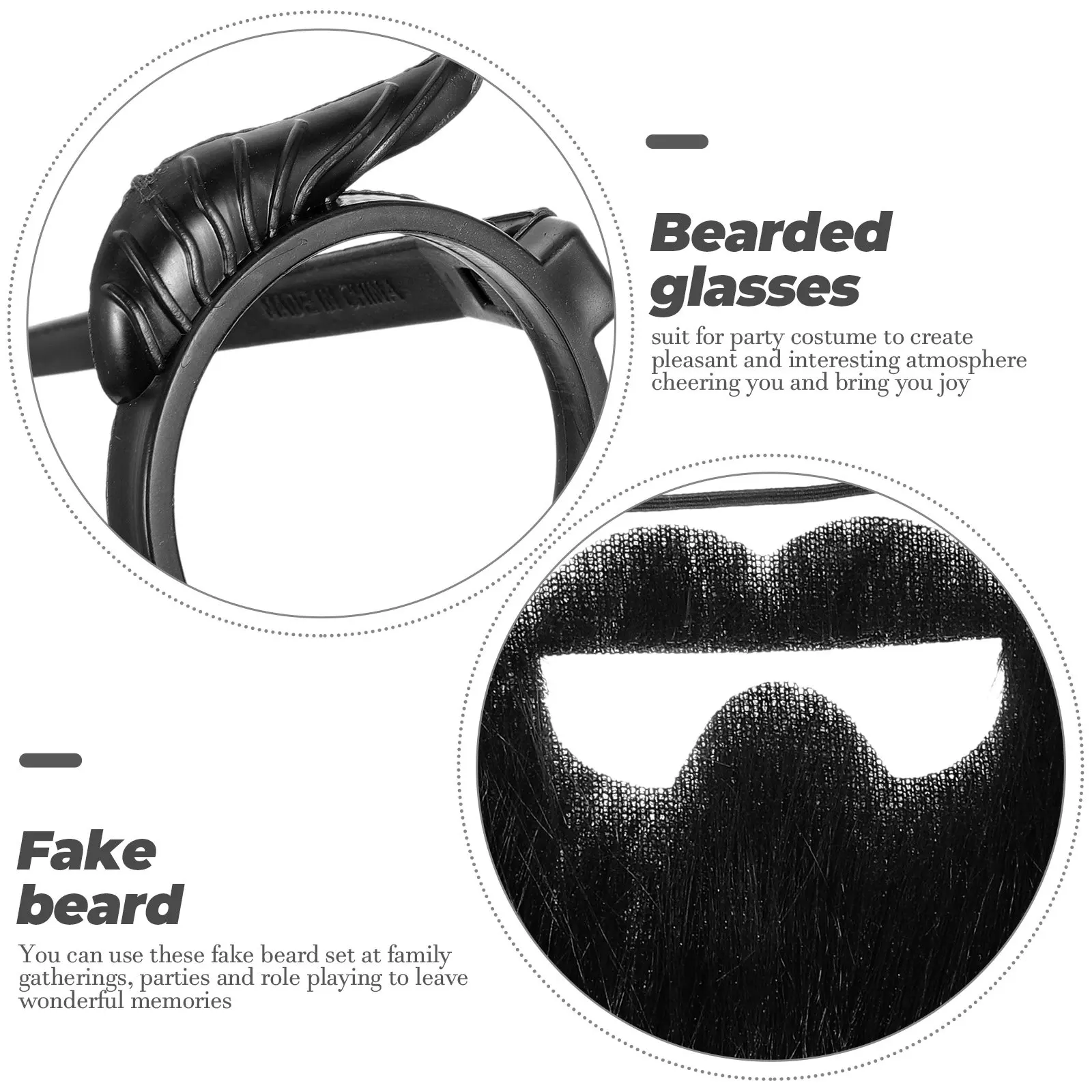 2Sets Beard Glasses Set for Old Man Costume Fake Mustache Props Lightweight Role Play Party Accessory Fun Gag Gift for Adults