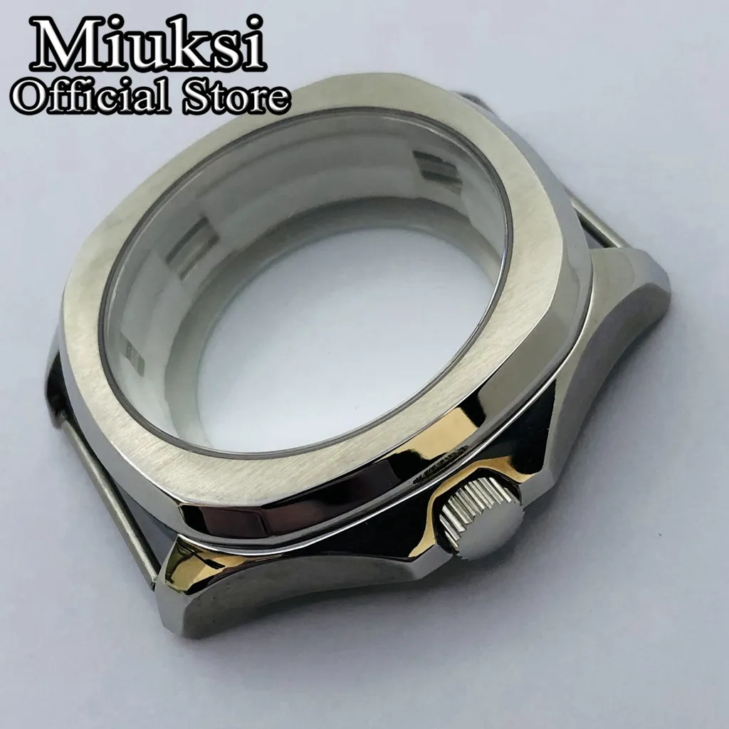 Miuksi 40mm silver sterile case sapphire crystal fit NH35 NH36 ETA2824 2836 Miyota 8205 8215 821A Mingzhu DG2813 3804 movement