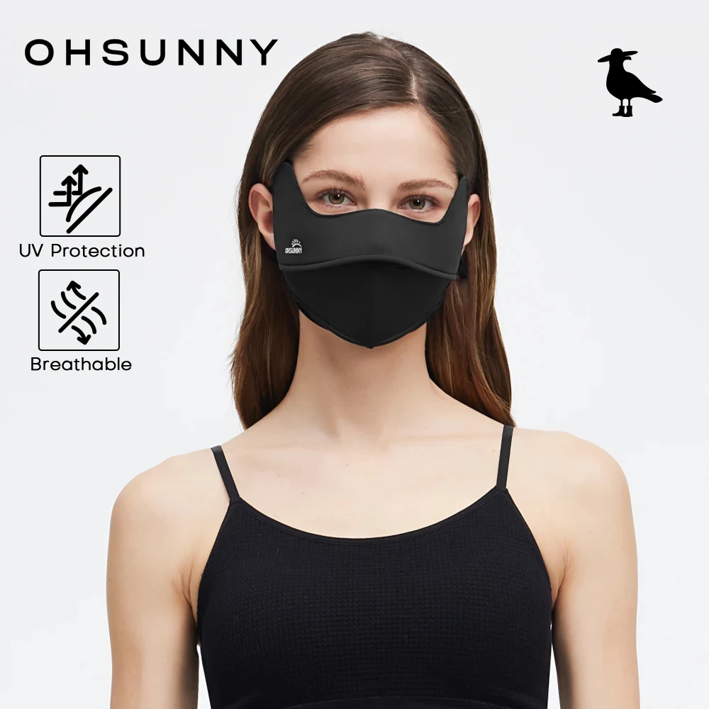 Ohsunny Máscara facial UV UPF 50+ Mulheres Homens Máscaras respiráveis Proteção solar Reutilizável Cobertura facial com presilhas para os ouvidos ao ar livre