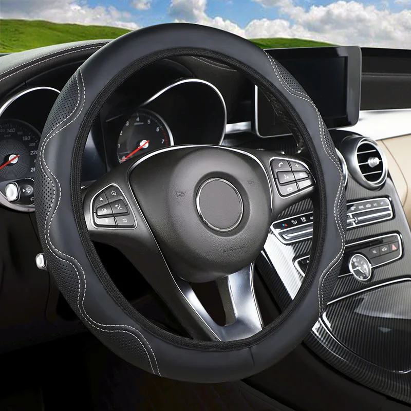 

1PC Car steering wheel cover PU stereo hand sports car without inner rim steering wheel cover fits car interior supplies black