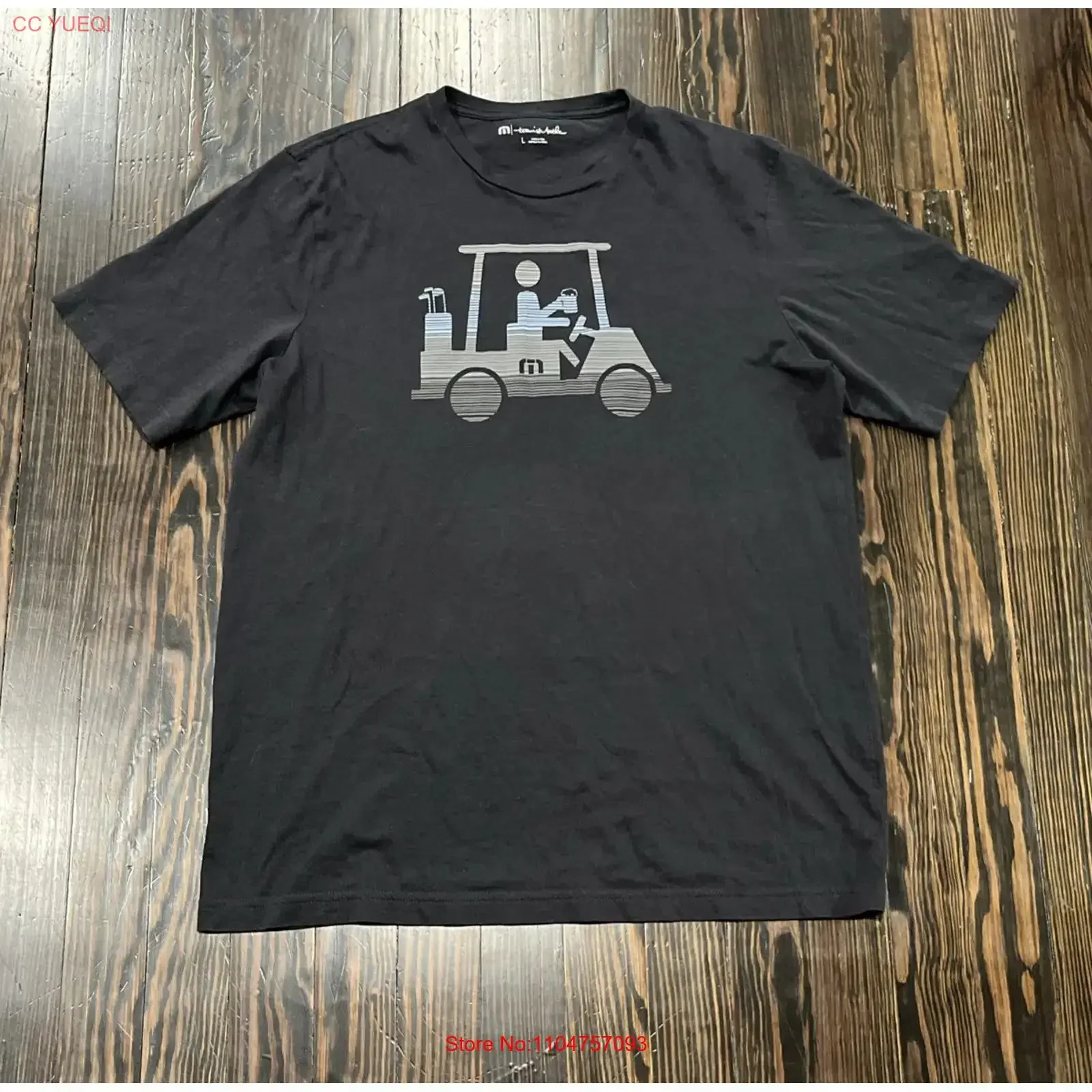 Travis Mathew Print T Shirt Men s Large Black Pima Cotton vintage Washed Top For Everyday Wear Casual designer clothes