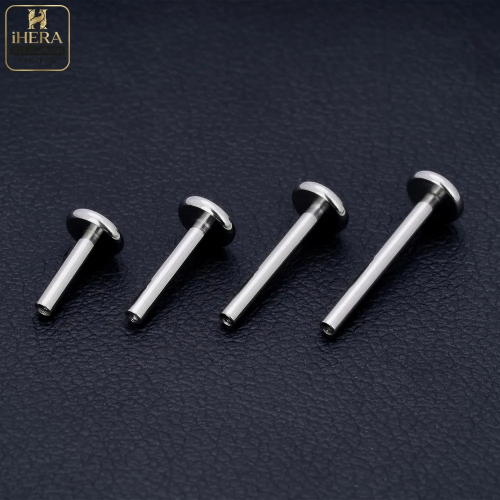 1 Stück/10 Stück Titan-Piercing-Stäbe und -Stifte, Ersatz-Kit, innenliegendes Gewinde, flacher Rücken, Labret-Lippenring, Knorpel-Ohrring-Teil – Detail 4