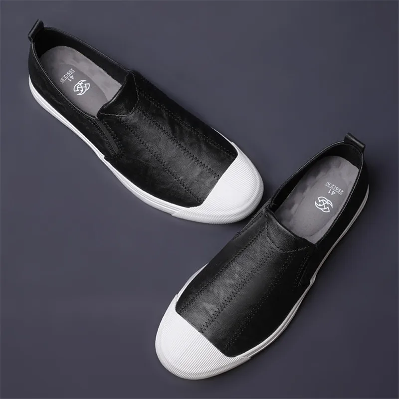 New Shoes for Men Leather Casual Shoes Spring Summer Fashion Men PU Leather Slip-On Loafers Lightweight Leisure Flat Shoes