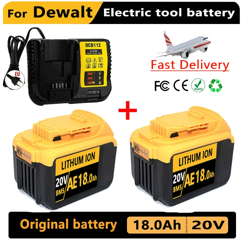 New 100% Original 18000mAh 20V for Dewalt Power Tool Battery DCB206 20V 18.0Ah Battery DCB206 20V Battery DCB205 DCB200  DCB184