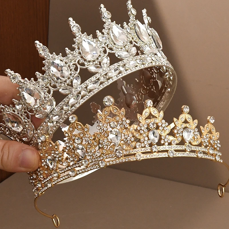 

2 Piece Birthday Party Cake Crown Girls Princess Tiara Hair Accessory Crystal Crown Wedding Bride Decoration