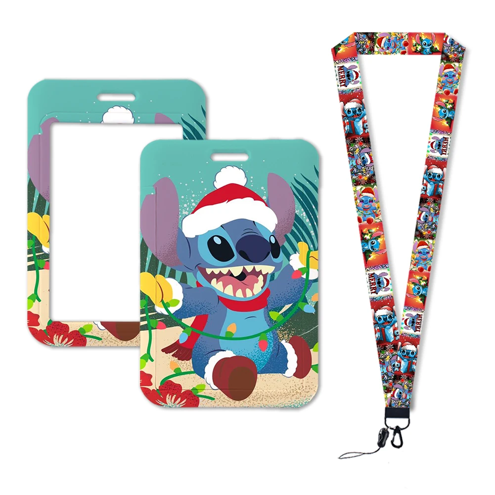 

Christmas Disney Stitch Lilo Keychains Lanyard Rope For Keys Id Card Employee Card Badge Holders Student Id Card Lanyard Set