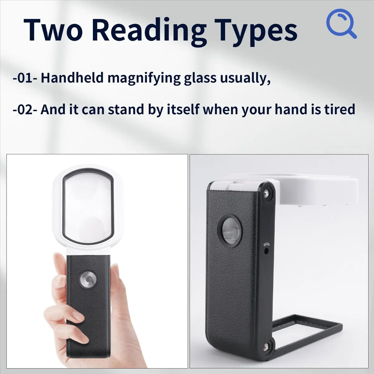 maiABIY Magnifying Glass with Light, 25X 10X Rechargeable Handheld and Standing Magnifier for Reading, Inspection, Jewelry