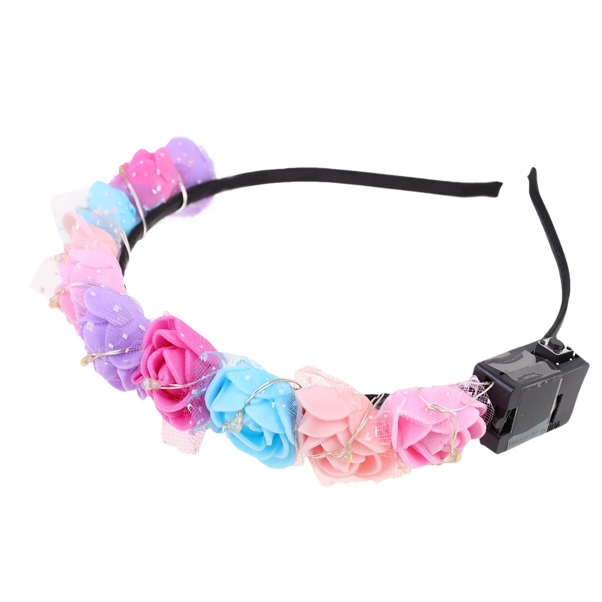 

6pcs Luminous Floral Hair Wreath Realistic Flower Headband Durable Material Special Occasion Wedding Holiday Photography Prop