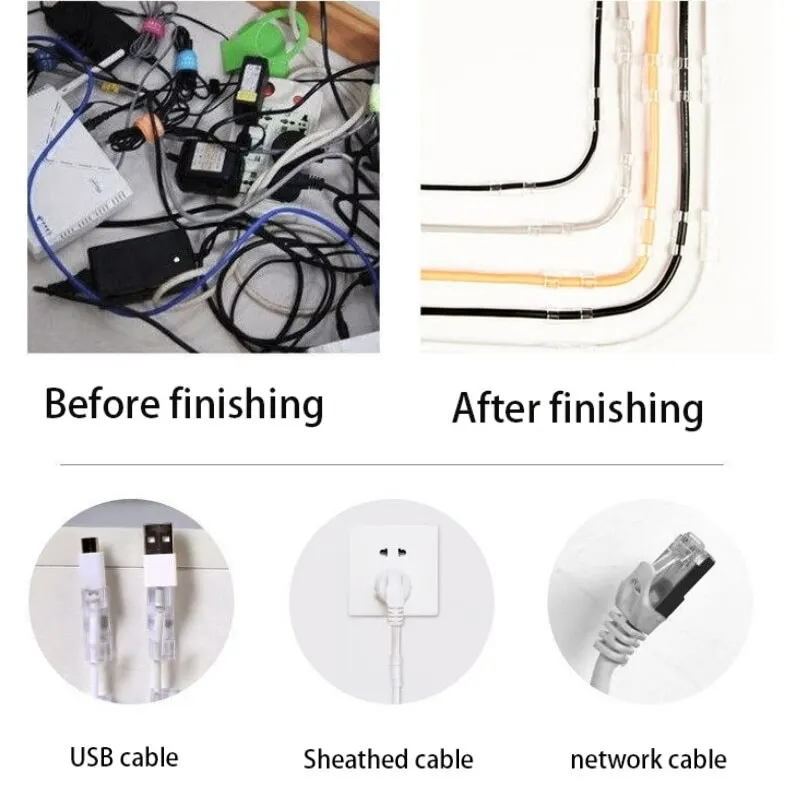 케이블 클립 정리함, 자체 접착 드롭 와이어 거치대 코드 관리, 깔끔한 고정 클램프, 이어폰 라인 클립, 홈 오피스, 16/20 개