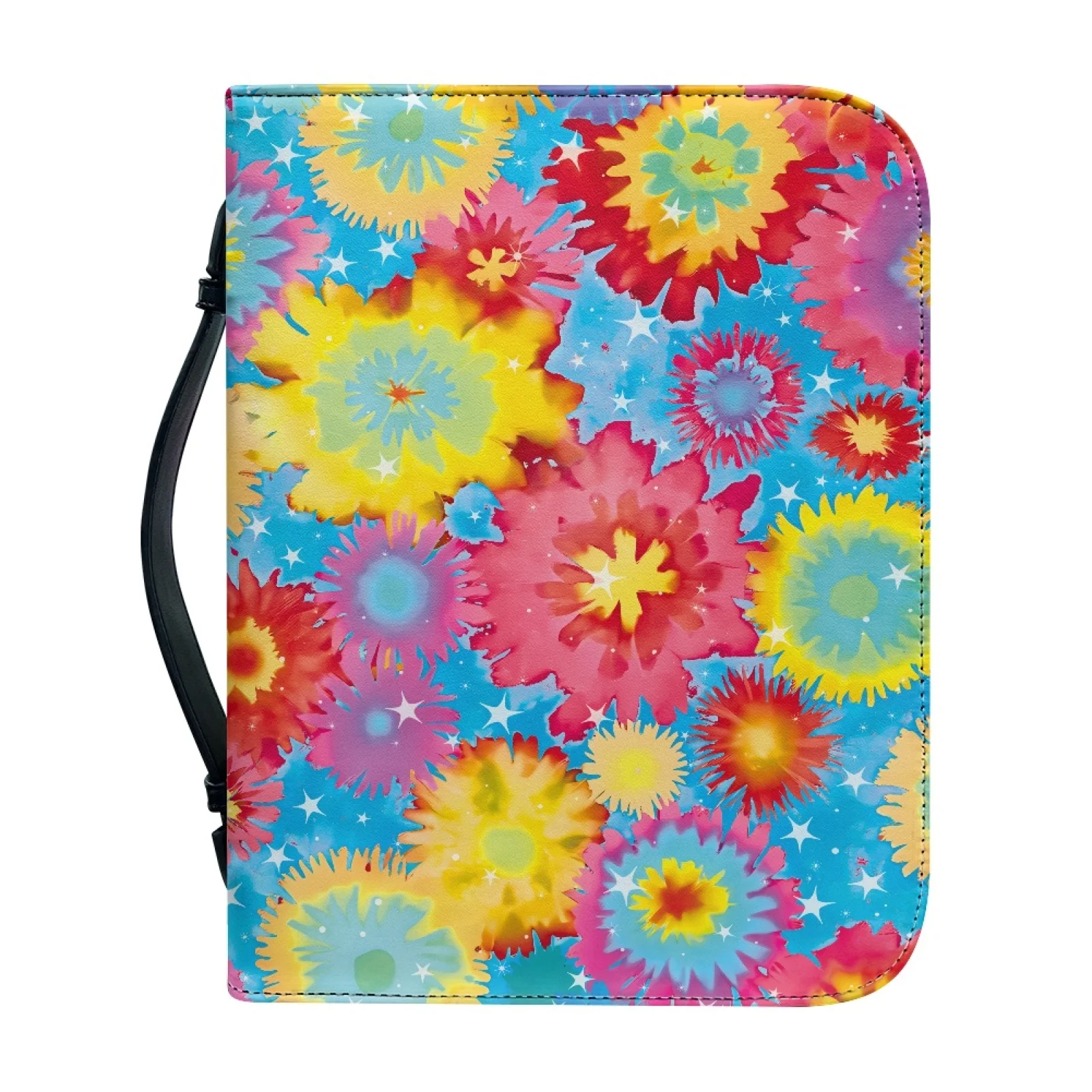XIXIRIMIDO Tie Dye Floral Print 2026 Trending Bible Carrier PU Leather Protective Bible Covers for Outdoor Bible Study