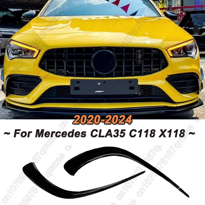 Para mercedes benz cla c118 x118 180 200 220 260 cla35 amg 2020-2024 2 pçs amortecedor dianteiro do carro spoiler divisores canards aberturas
