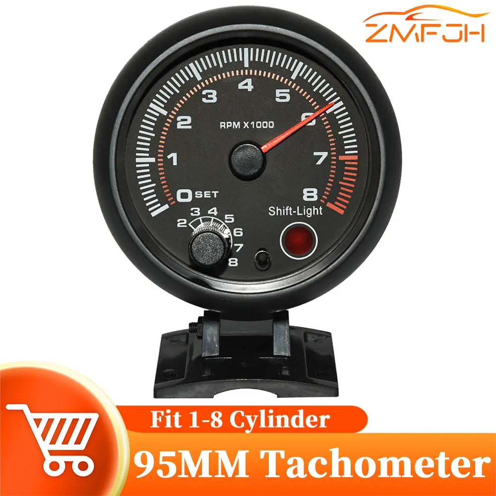 

95mm Car Tachometer 8000 RPM Tacho Meter 7 Colors Backlight Fit 1-8 Cylinder Universal Tachometer For Motorcycle 12V