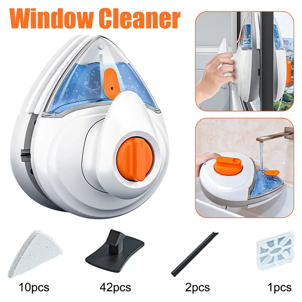 Double Sided Window Cleaner Adjustable Magnetic Force Window Cleaning Brush Automatic Water Supply for 5-30mm Thickness Glass