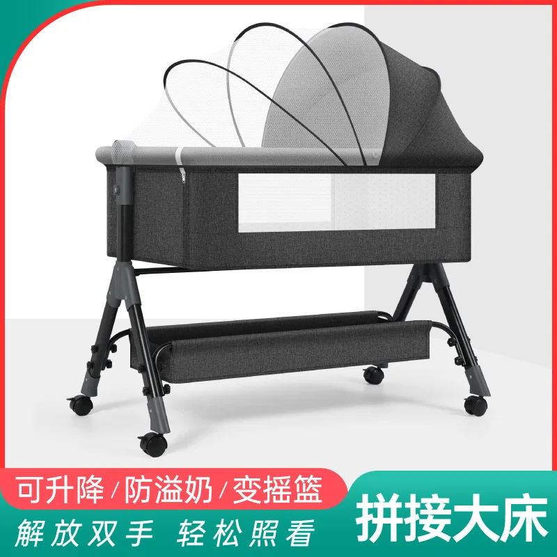 

Baby Crib Splicing Bed Movable Folding Multifunctional Crib Bed Newborn Bedside Cross-border Hot Selling Baby Bed