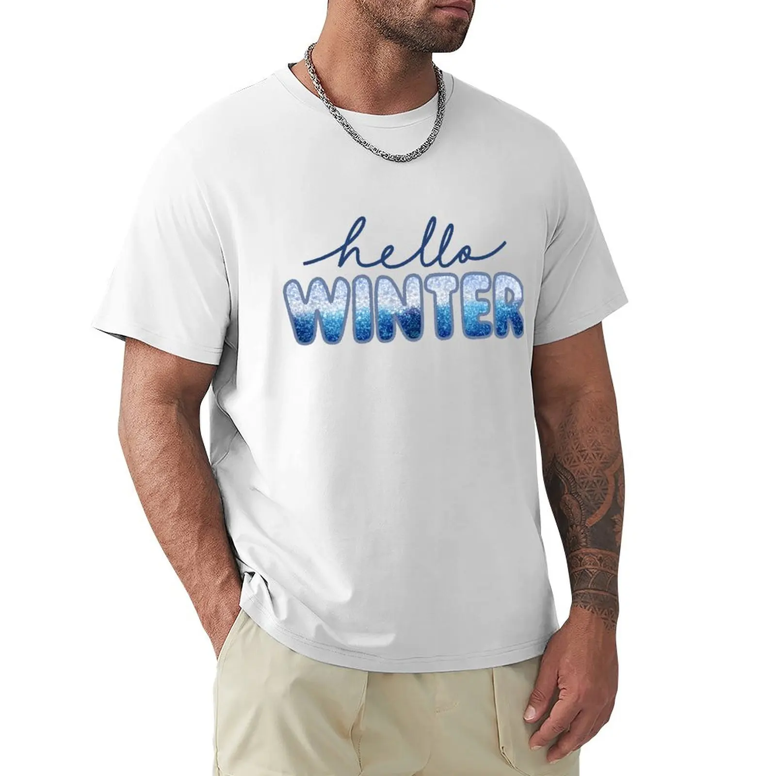 Hello Winter Faux Embroidery T-Shirt kawaii clothes heavyweights sublime heavyweight t shirts for men