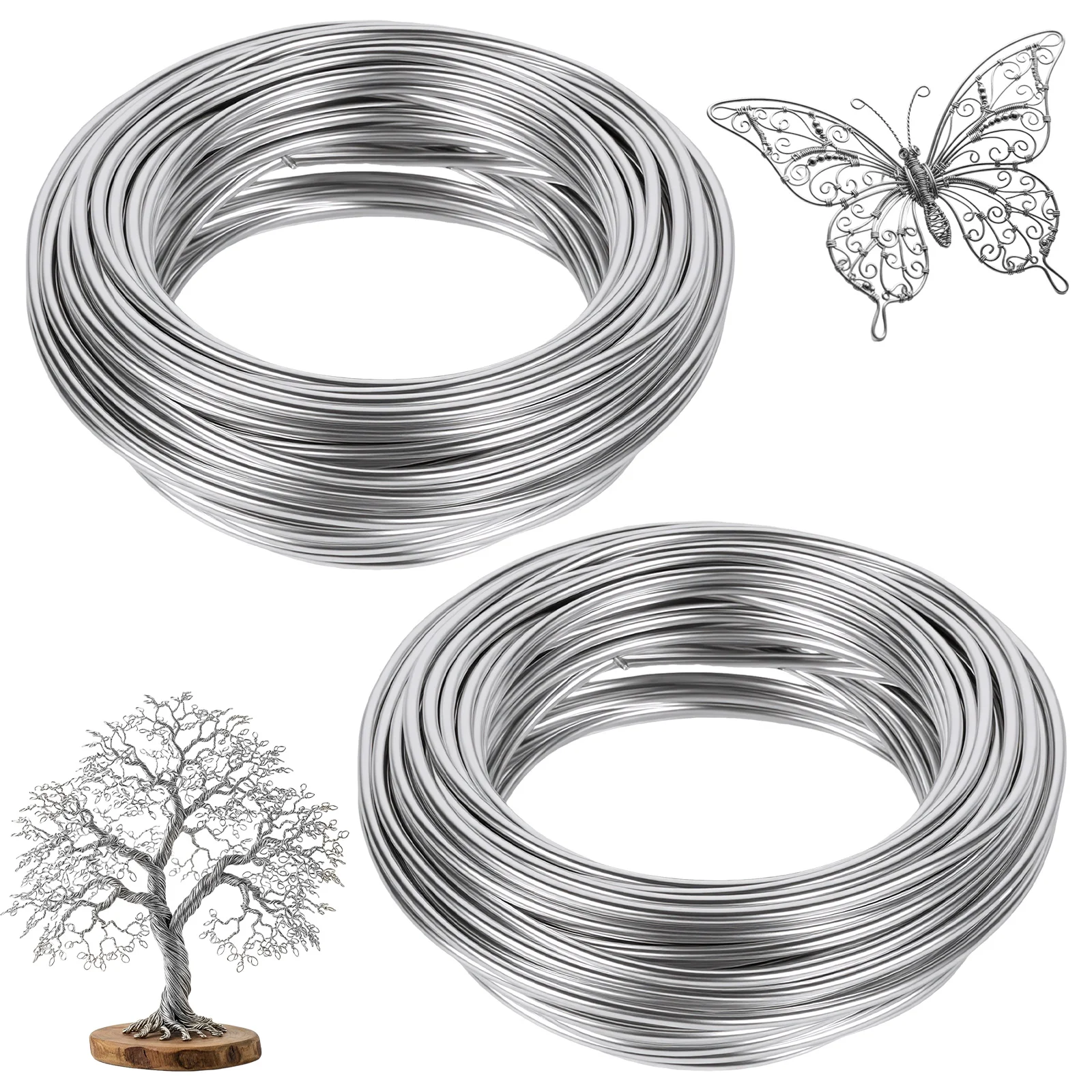 

2/4 Pcs 2/3mm Aluminum Craft Wire 49.21Ft Bendable Anodized Metal Wire for Jewelry Armature Making Weaving and Wrapping Crafting