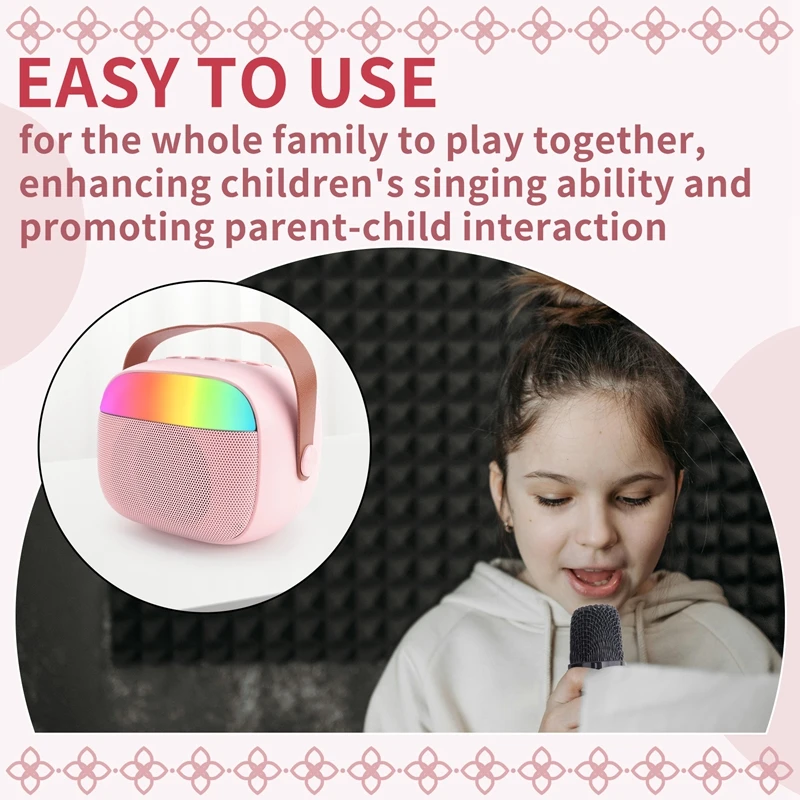 آلة كاريوكي للأطفال، مكبر صوت بلوتوث محمول مع 2 ميكروفونات لاسلكية