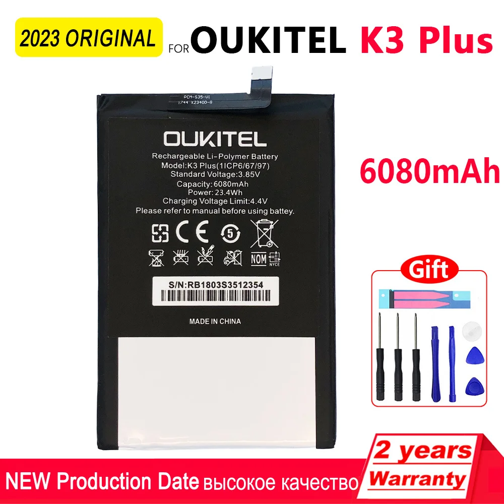 100% Original 6080mAh K3 Plus Rechargeable Battery For Oukitel K3 Plus Phone High quality Batteries With Tools+Tracking Number