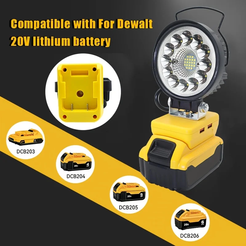 Flood Work Light 30W 4000LM for DeWalt LED 18V/20V/60V MAX Lithium Battery Light with Low Voltage Protection,Dual USB qc3.0