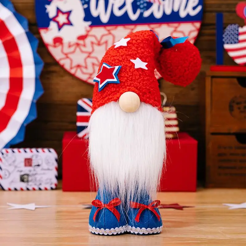 4 Th Of July Collectible Dolls Patriotic Plush Doll Tiered Tray Decor 35cm Red White And Blue Decoration Swedish Nisse Gnomes