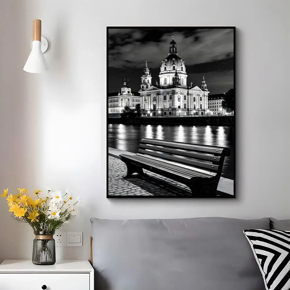 Artistic Concept B-black White World Cities Poster Trendy Aesthetic Wall Decor for Dorm & Bedroom