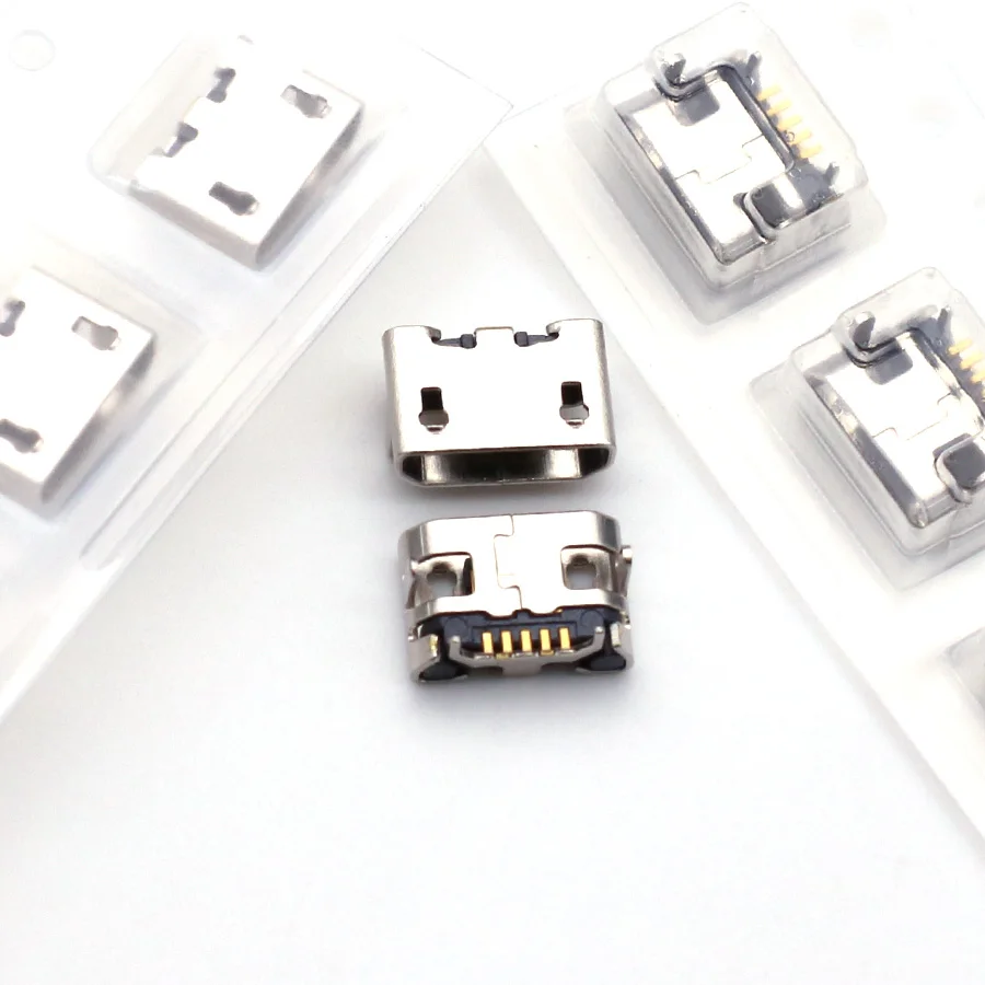 100pcs Micro USB 5pin no side Ox horn female usb socket Flat mouth four legs socket mini usb connector