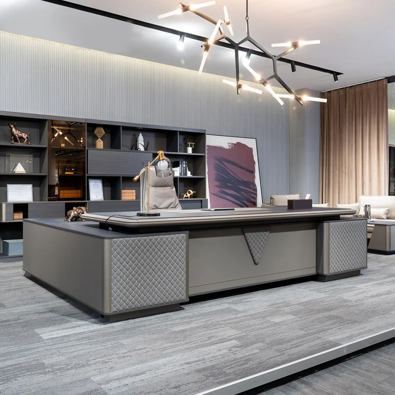 

❀zz Office Furniture Oem New Model Desk Table Luxury L Shape Executive Desk with Side Table^