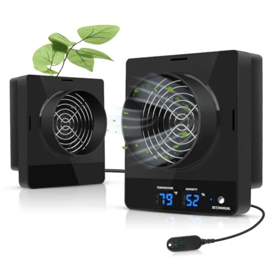 

4-Inch Grow Tent Inline Duct Fan Smart Temperature Humidity Control Automatic Ventilation System for Grow Tents Mushroom Rooms