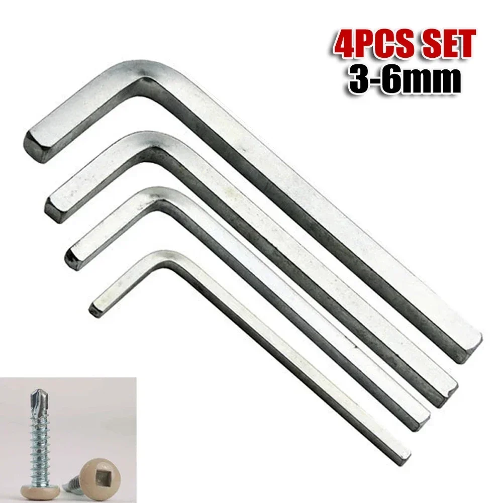 4Pcs L-Shape Square Head Wrench Square Key 4Point Wrench Screwdriver Set 3-6mm For Tightening Screws Portable Repair Hand Tools