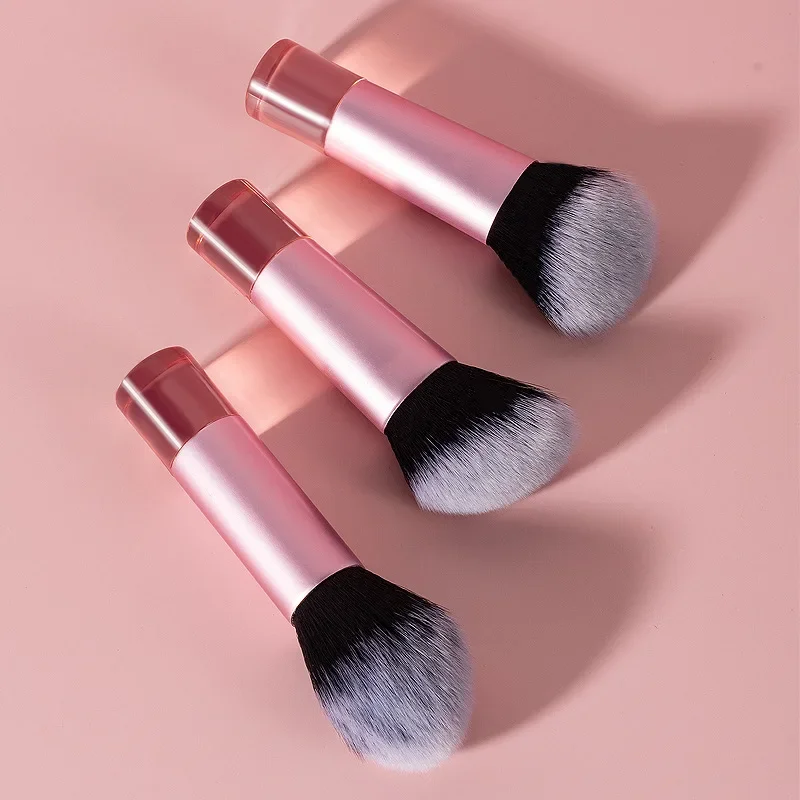 3pcs Mini Short Portable Makeup Brush Set Pink Blush Contouring Brush Foundation Loose Brush Cute Make Up Tools