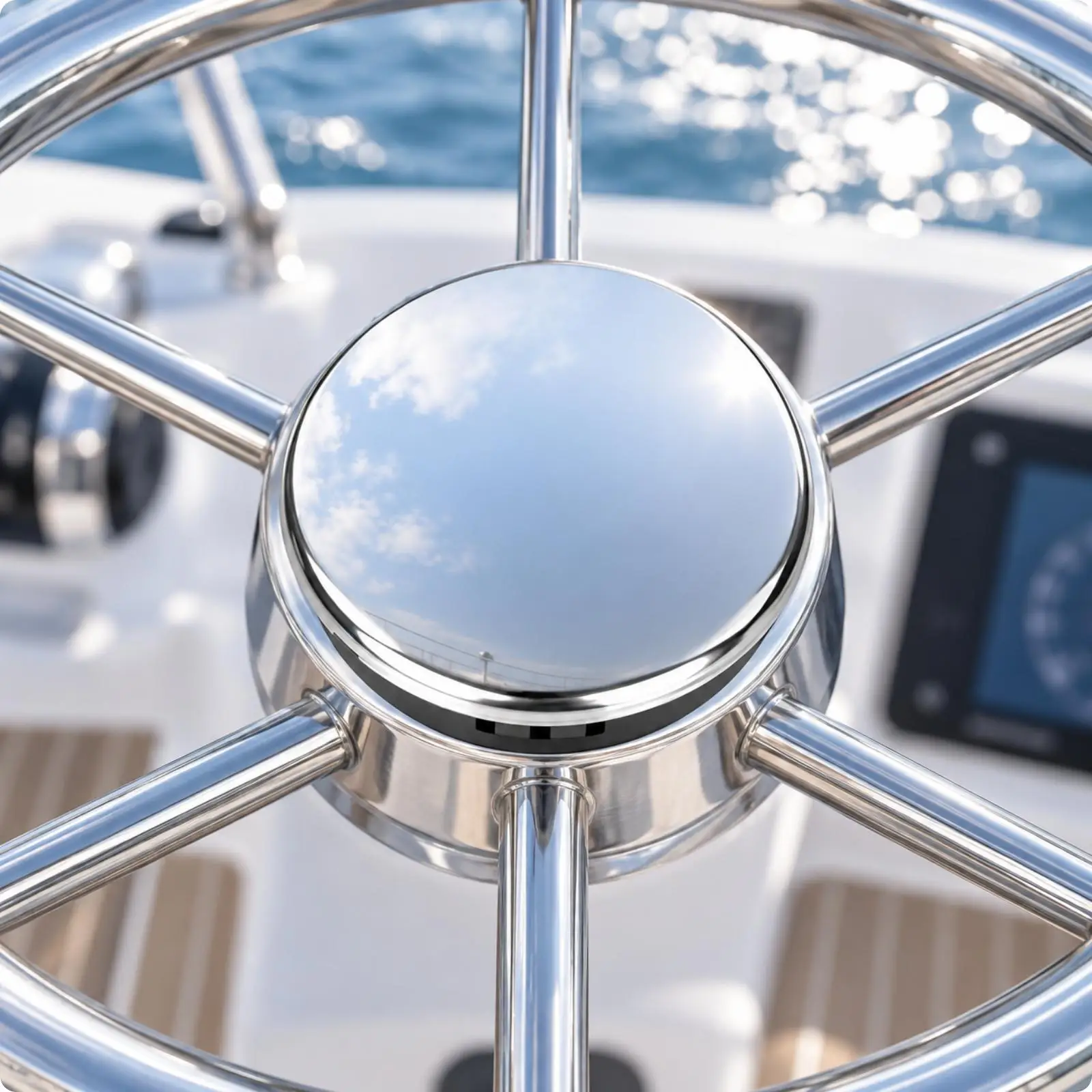 Boat Steering Wheel Center Cover Stainless Steel Polished Hub Cap for Yacht Steering System Protection