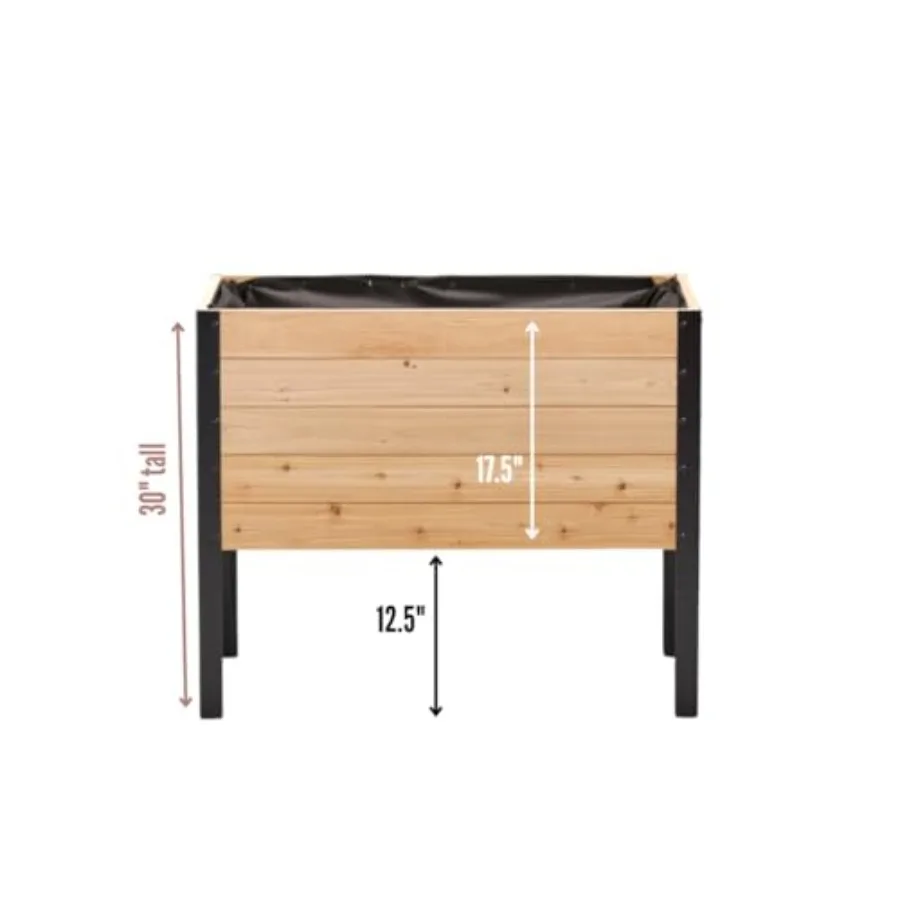 100% Canadian Cedar Wood Elevated Garden Bed for Gardening - Planter Pot to Grow Herbs Flowers and Vegetables at Home Indoor an