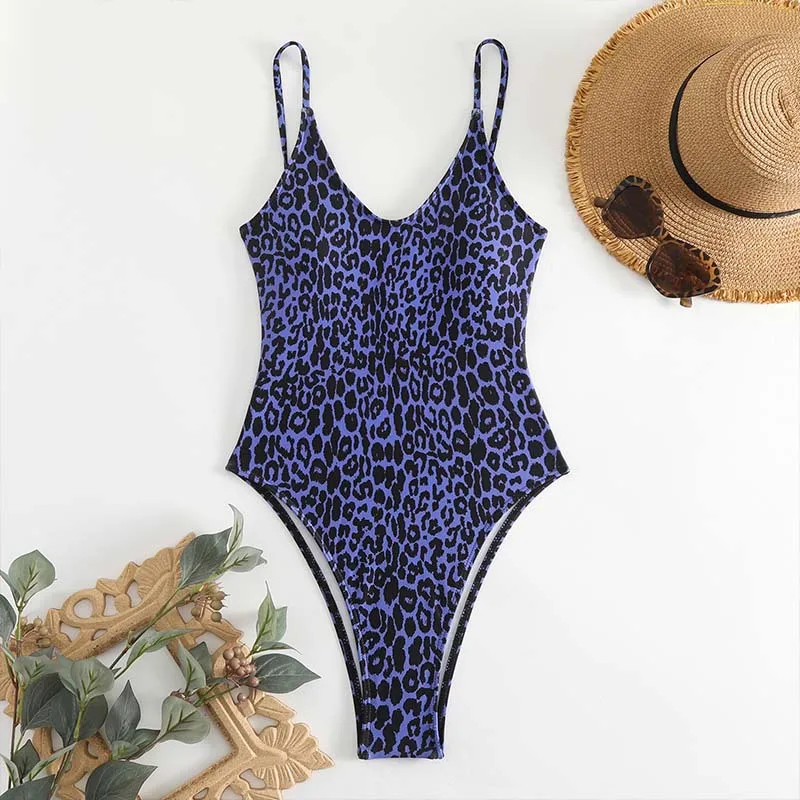 2024 Sexy Women\'s Leopard One Piece Swimsuit Backless Swimwear Women Bathing Swimming Suit Female Beachwear Outdoor Bodysuit