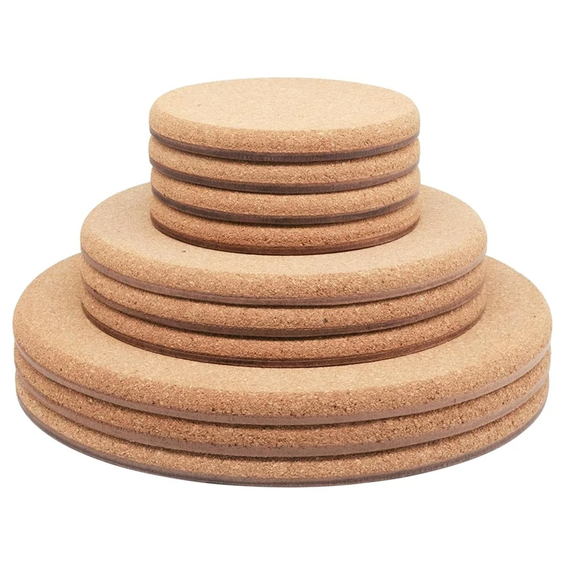 Cork Plant Coasters, 3 Sizes Double Layers Hard Thick Cork Planter Coaster, 4/6/8 Inch Absorbent Cork Plant Mat