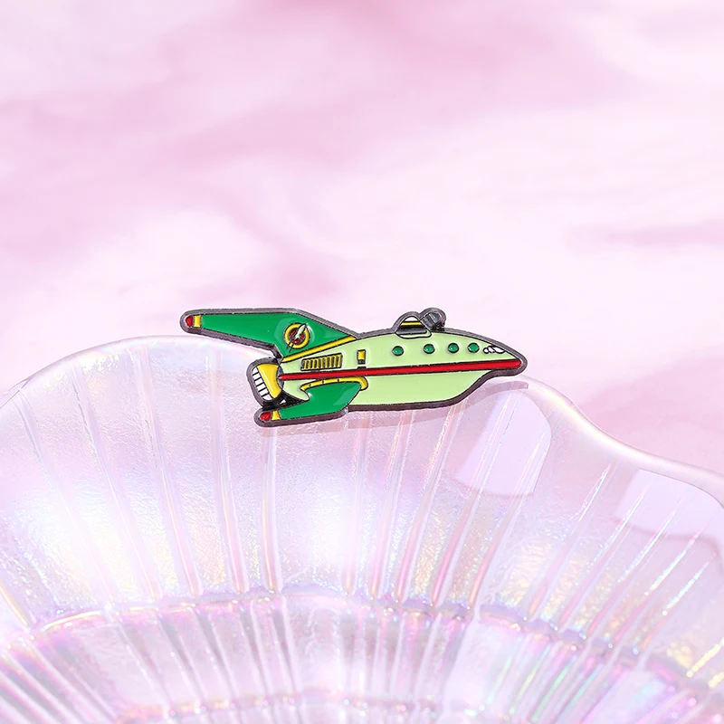 Cartoon Space Ship Enamel Pin Custom Cartoon TV Series Brooches Backpack Lapel Badges Classic Anime Jewelry Gift for Fans