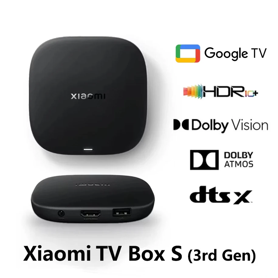 Global Versie Xiaomi TV Box S 3e Gen 4K Ultra HD Bluetooth 5.2 Wi-Fi 6 2 + 32 GB Google TV Google Assistent Smart Mediaspeler