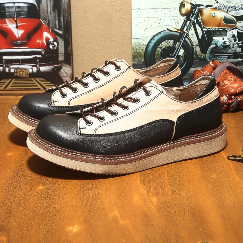 

Новая весенняя мужская высококачественная кожаная классическая универсальная удобная обувь одного цвета, повседневная обувь из воловьей кожи первого слоя