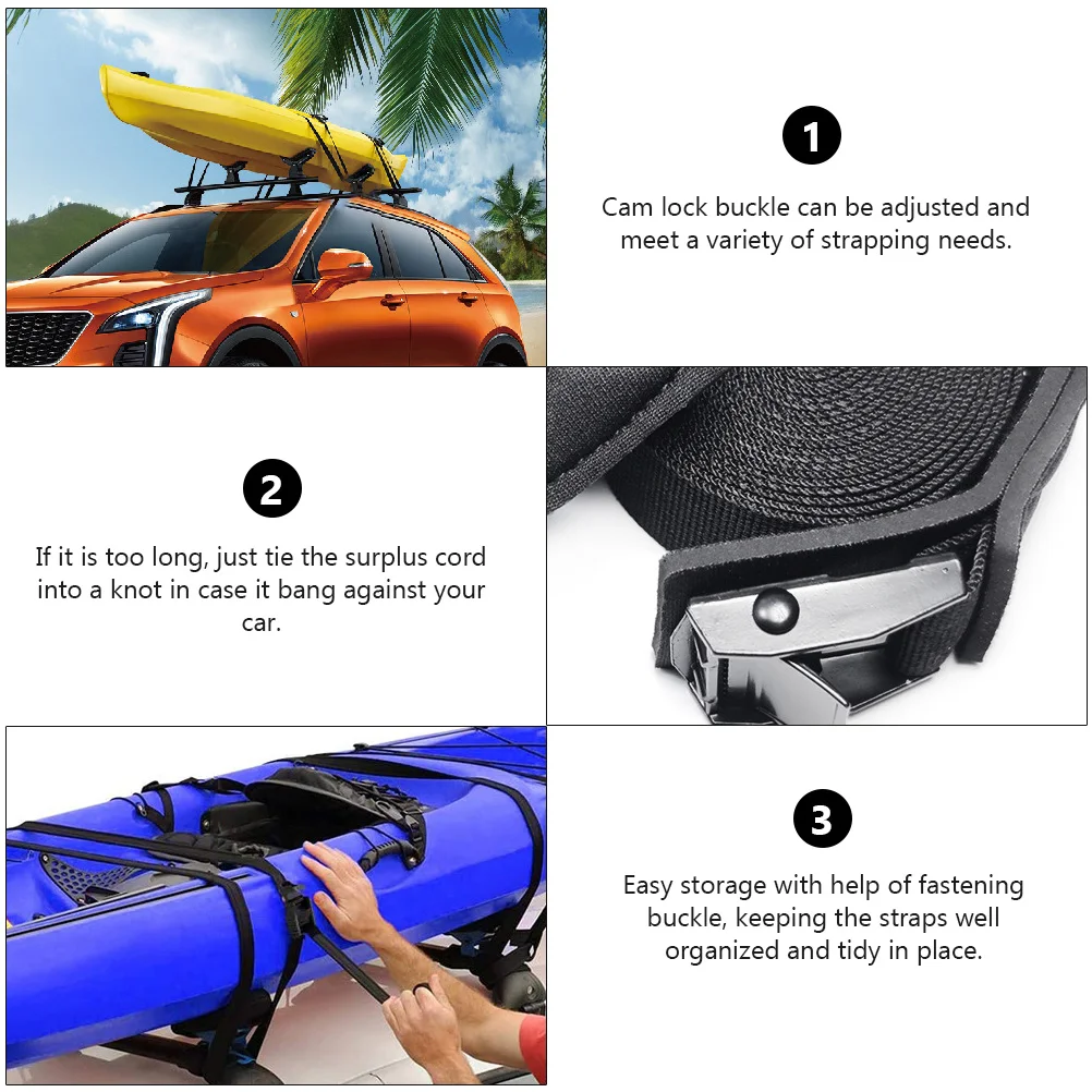 

Roof Rack Strap Tie down Straps for Kayaks Cam Buckle Load Bike with Cargo Black