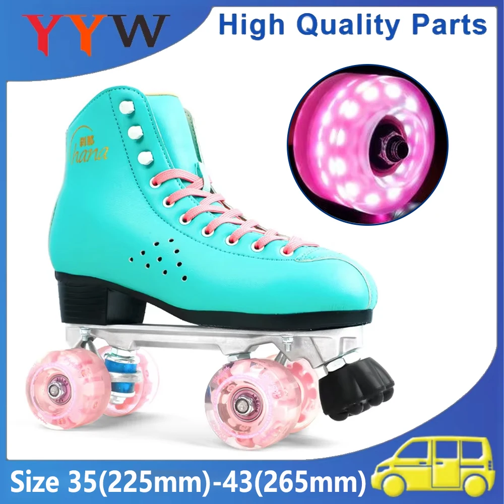 New Double Row Roller Skate Shoes 4 Wheels Skates For Women Girls Beginner Outdoor Skating Sport Training Quad Sneakers Gifts