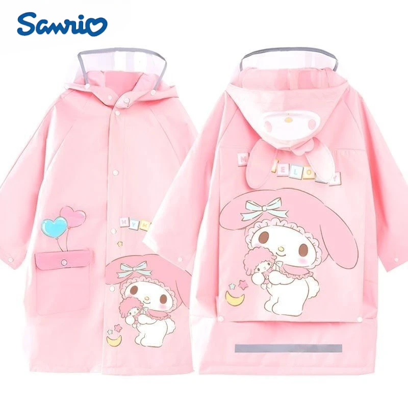 

Sanrio Kuromi cartoon cute student raincoat kawaii unisex big-brimmed rain poncho anime merchandise festival gift wholesale.