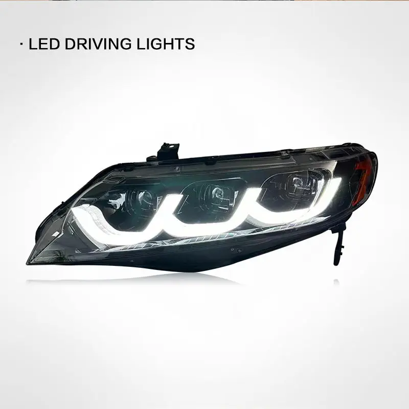 For F114 LED Projector Headlight Assembly With Daytime Running Light Auto for Honda 8th Generation Civic 2006-2011 Front Lamp