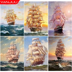 Sailboat Diamond Painting 5D Landscape Diamond Art Cross Stitch Kit Full Round/Square Rhinestone Mosaic Home Decor Painting Gift