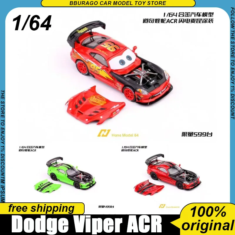 Modelo a Escala 1:64 del Dodge Viper ACR de Hone, Auto de Juguete de Metal Fundido a Presión con Capó Magnético Extraíble, Juguetes Coleccionables, Regalos, Adornos para Sala de Estar, para Niñas
