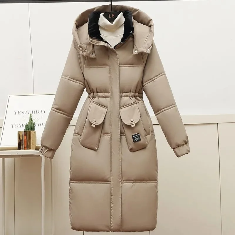 Warm Winter Pink Hooded Long Women Parkas Chaqueta Thick Cotton Padded Windproof Parcas Overcoat Casual Loose Snow Wear Jaquetas